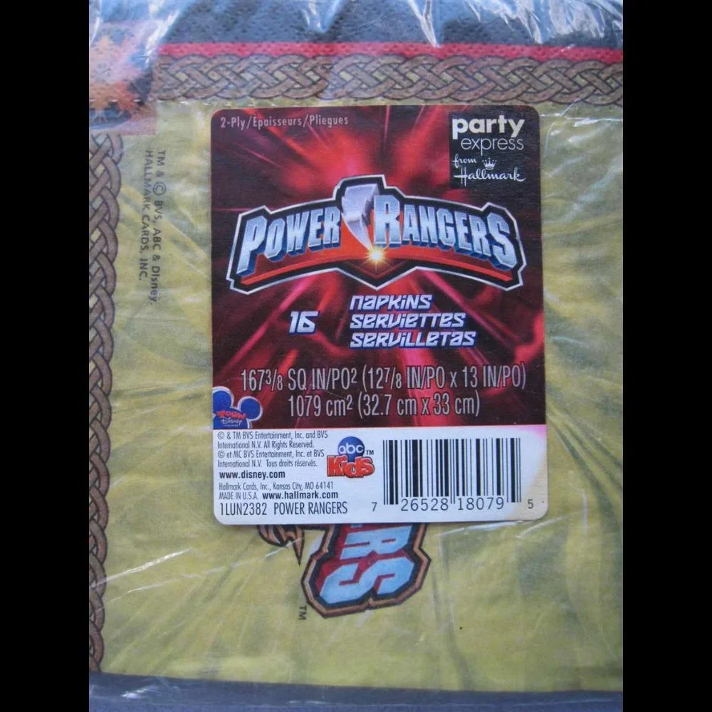Power Rangers Party Express Hallmark Paper Luncheon & Beverage Napkins Birthday